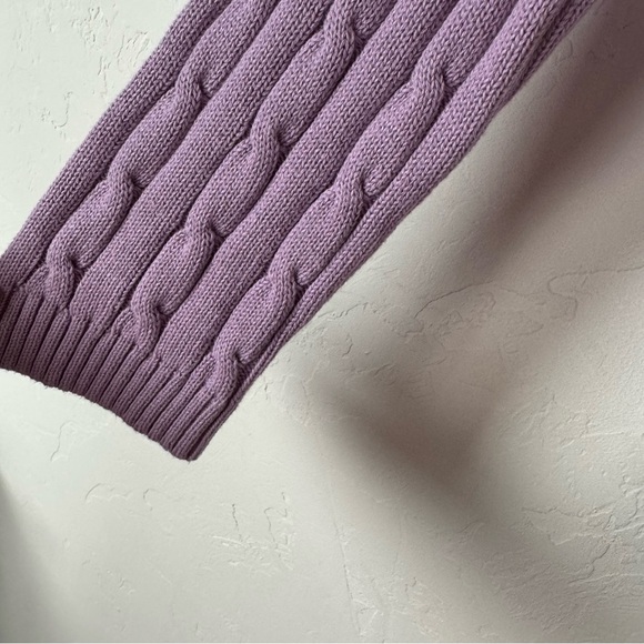 Chaps Classics Pullover Sweater Top Solid Light Purple Lavender Cable Knit - Picture 3 of 6